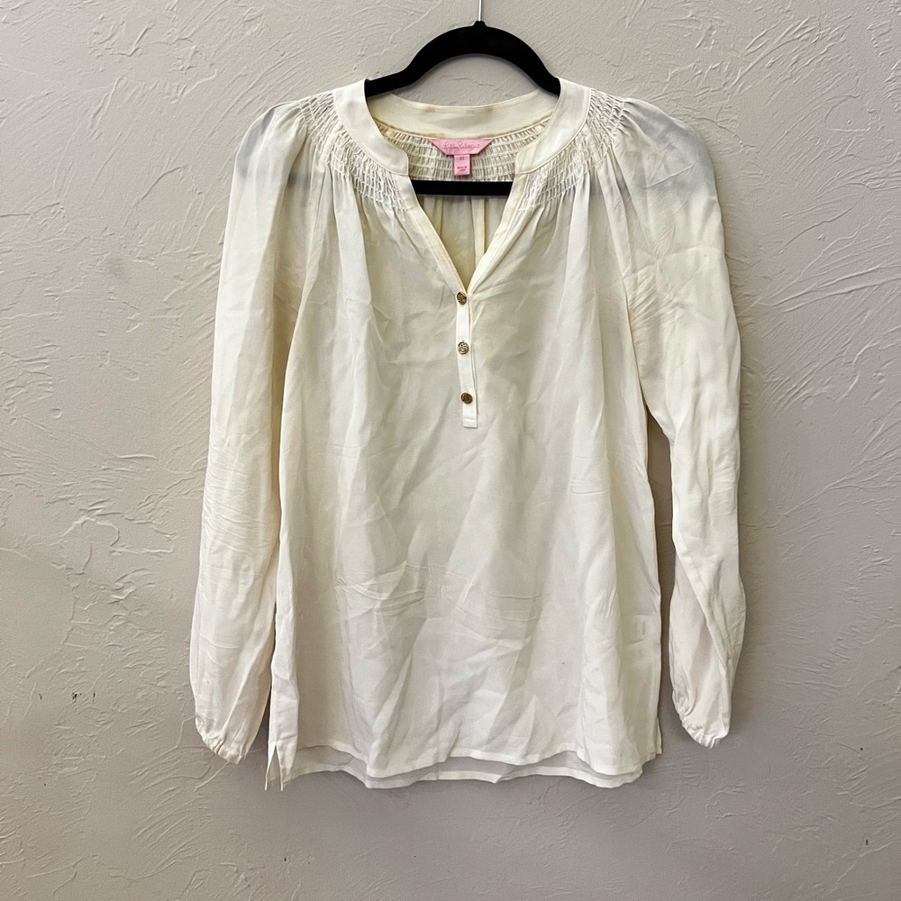 Lilly Pulitzer White Elsa Silk Blouse size XS